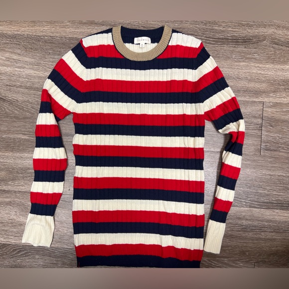 NWOT Promesa M/L striped red blue and cream ribbed long sleeve sweater. - Picture 4 of 4